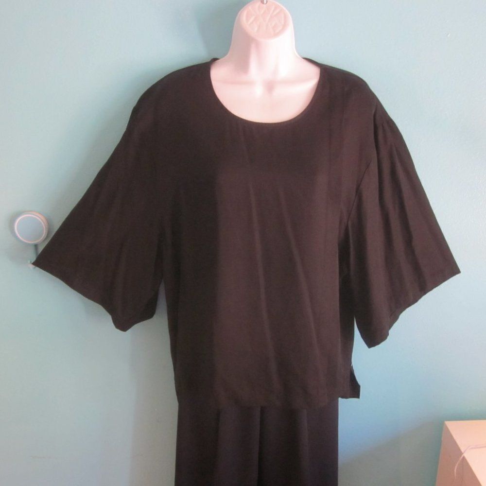 GREI 2 Black Tencel Pullover Kimono Sleeve Top Fits M / L  42" Bust Minimalist